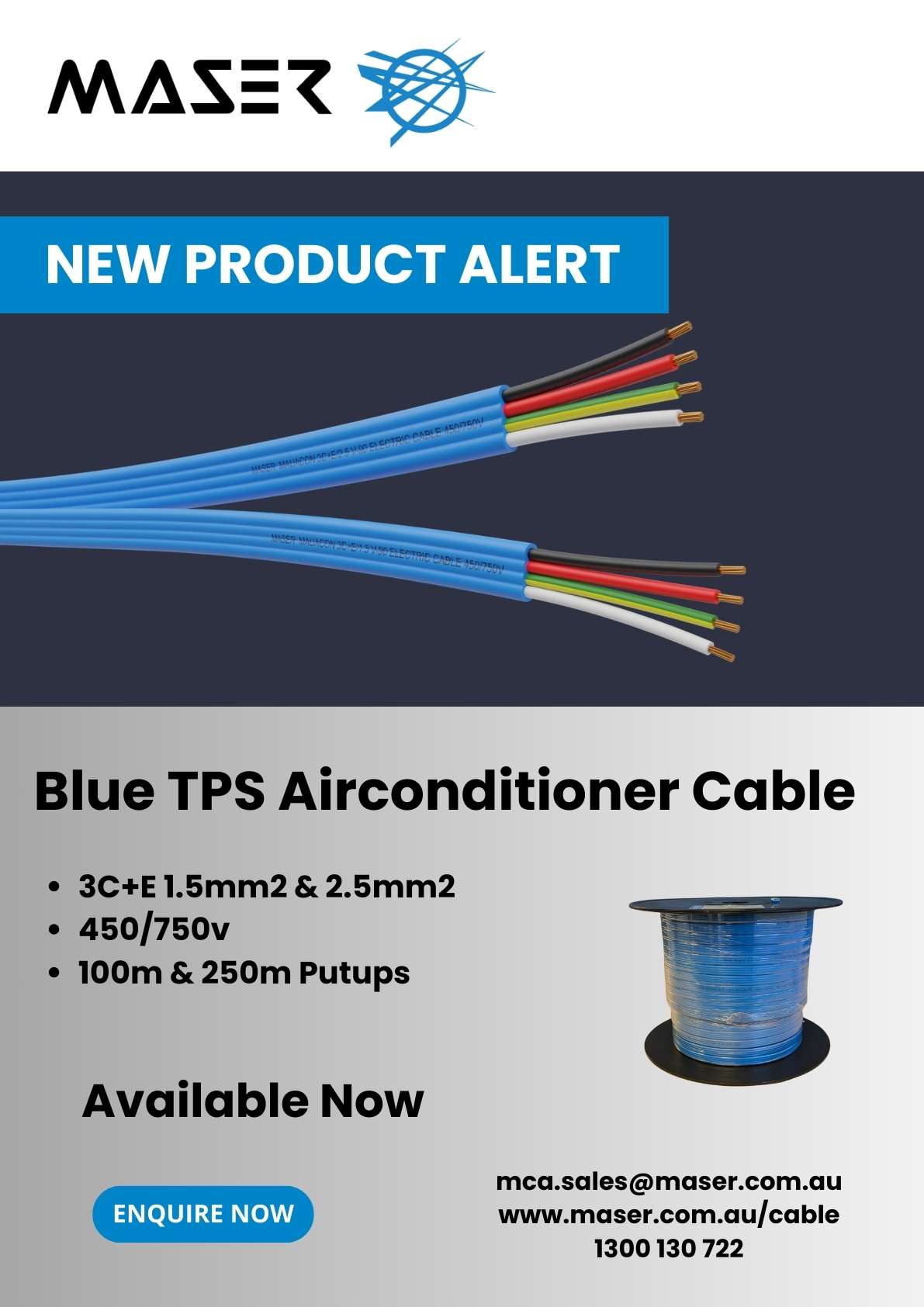 Blue TPS Airconditioner Cable available now!