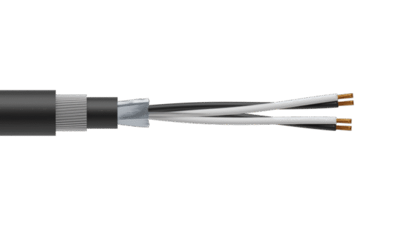 2 Pair 0.5mm2 Cu/PVC/OS/PVC/SWA/PVC Maser Instrumentation Cable - Black Sheath