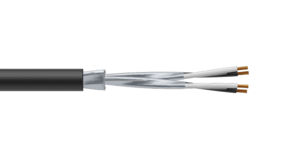 2 Pair 0.5mm2 Cu/PVC/ISOS/PVC Maser Instrumentation Cable - Black Sheath