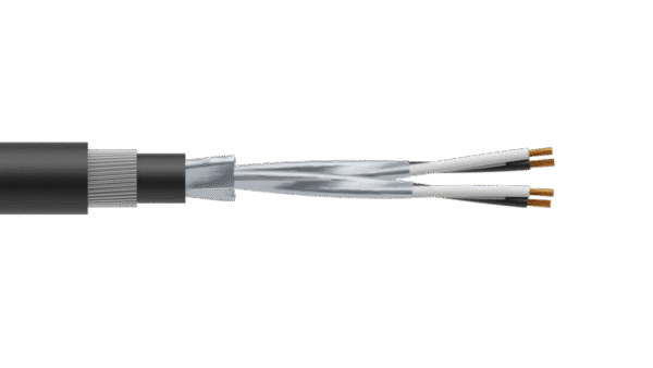 2 Pair 0.5mm2 Cu/PVC/ISOS/PVC/SWA/PVC Maser Instrumentation Cable - Black Sheath