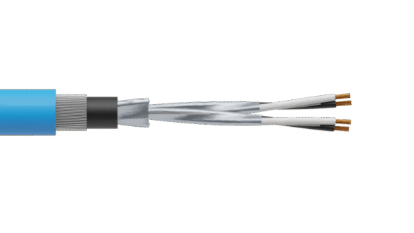 2 Pair 0.5mm2 Cu/PVC/ISOS/PVC/SWA/PVC Maser Instrumentation Cable - Blue Sheath