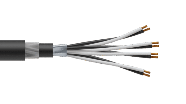 4 Pair 0.5mm2 Cu/PVC/OS/PVC/SWA/PVC Maser Instrumentation Cable - Black Sheath