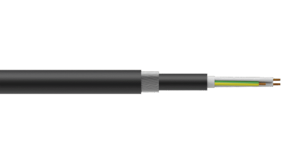 2C+E 2.5mm2 Cu/PVC/PVC/SWA/PVC 0.6/1kV Control Cable - Black Sheath