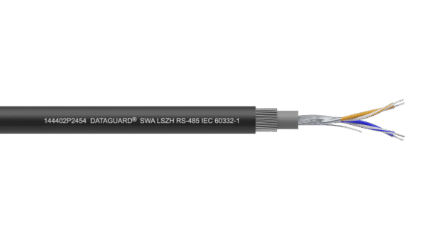 2PR 24AWG Overall Foil + Braid SWA RS-485 Cable - Black LSZH