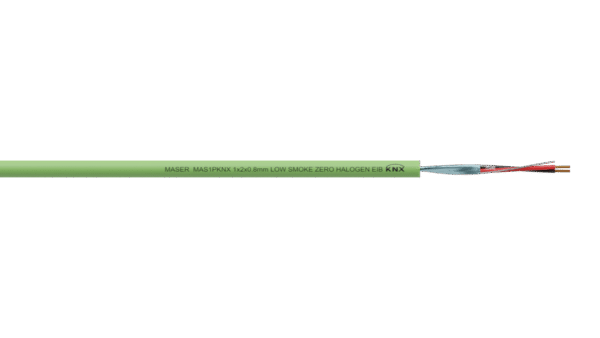 1PR 0.8mm Overall Foil Shield KNX Cable - Green LSZH