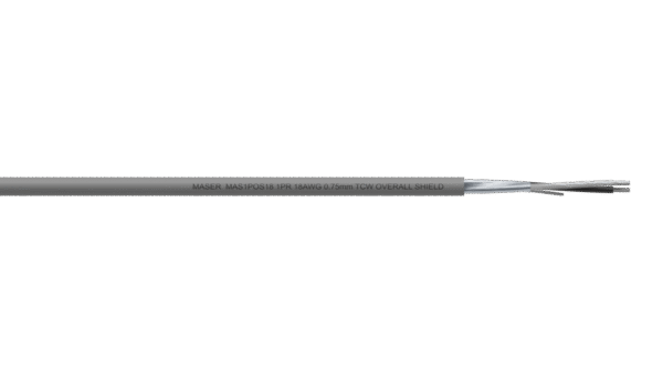1PR 18AWG Overall Foil Shield Audio & Control Cable - Grey PVC