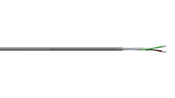 2PR 22AWG Individual Foil Shield Audio & Control Cable - Grey PVC