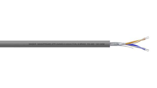 2PR 24AWG Overall Foil + Braid RS-485 Cable - Grey PVC