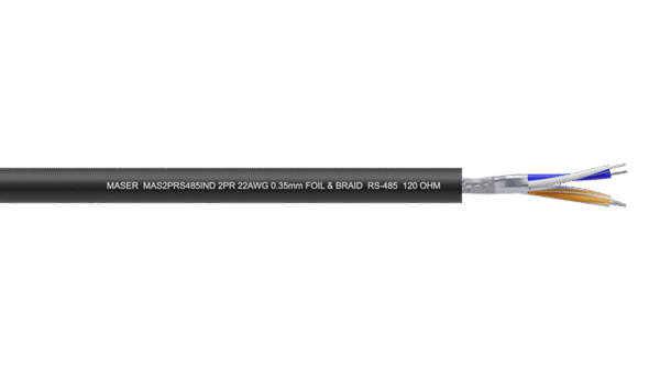 2PR 22AWG Overall Screen + Braid PE/PVC Industrial RS-485/DMX-512 Cable