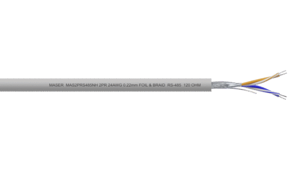2PR 24AWG Overall Foil + Braid RS-485 Cable - Grey LSZH