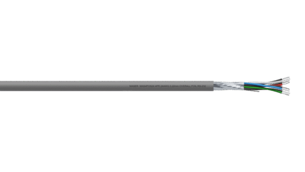4PR 24AWG Overall Foil RS-232 Cable - Grey Sheath