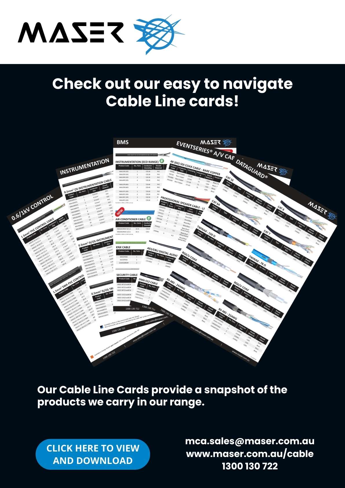 Maser Cable Line Cards available for download